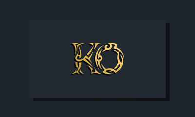 Luxury initial letters KO logo design. It will be use for Restaurant, Royalty, Boutique, Hotel, Heraldic, Jewelry, Fashion and other vector illustration