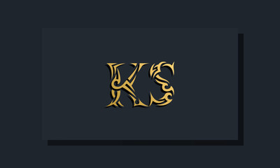 Luxury initial letters KS logo design. It will be use for Restaurant, Royalty, Boutique, Hotel, Heraldic, Jewelry, Fashion and other vector illustration
