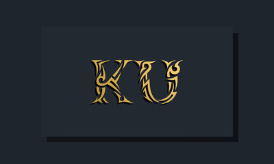 Luxury initial letters KU logo design. It will be use for Restaurant, Royalty, Boutique, Hotel, Heraldic, Jewelry, Fashion and other vector illustration
