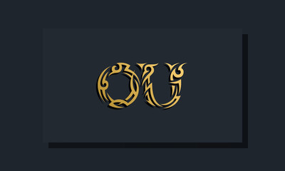 Luxury initial letters OU logo design. It will be use for Restaurant, Royalty, Boutique, Hotel, Heraldic, Jewelry, Fashion and other vector illustration