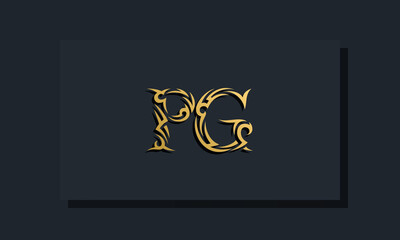 Luxury initial letters PG logo design. It will be use for Restaurant, Royalty, Boutique, Hotel, Heraldic, Jewelry, Fashion and other vector illustration