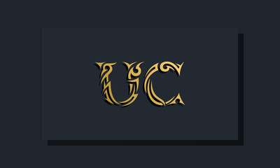 Luxury initial letters UC logo design. It will be use for Restaurant, Royalty, Boutique, Hotel, Heraldic, Jewelry, Fashion and other vector illustration