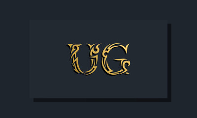 Luxury initial letters UG logo design. It will be use for Restaurant, Royalty, Boutique, Hotel, Heraldic, Jewelry, Fashion and other vector illustration