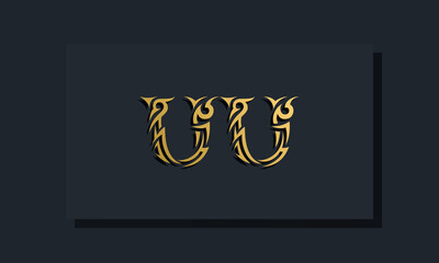 Luxury initial letters UU logo design. It will be use for Restaurant, Royalty, Boutique, Hotel, Heraldic, Jewelry, Fashion and other vector illustration
