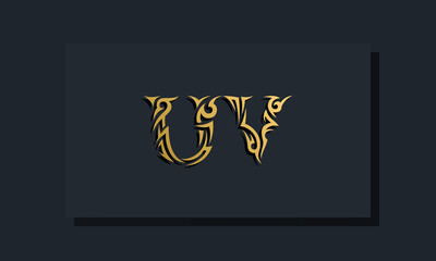 Luxury initial letters UV logo design. It will be use for Restaurant, Royalty, Boutique, Hotel, Heraldic, Jewelry, Fashion and other vector illustration