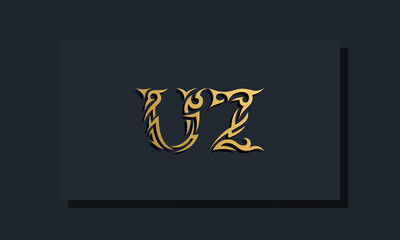 Luxury initial letters UZ logo design. It will be use for Restaurant, Royalty, Boutique, Hotel, Heraldic, Jewelry, Fashion and other vector illustration