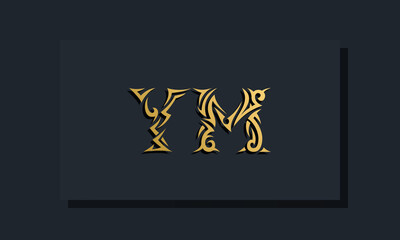 Luxury initial letters YM logo design. It will be use for Restaurant, Royalty, Boutique, Hotel, Heraldic, Jewelry, Fashion and other vector illustration