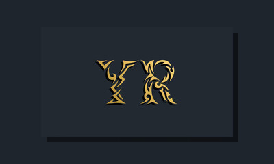 Luxury initial letters YR logo design. It will be use for Restaurant, Royalty, Boutique, Hotel, Heraldic, Jewelry, Fashion and other vector illustration
