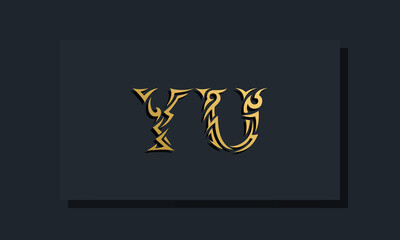 Luxury initial letters YU logo design. It will be use for Restaurant, Royalty, Boutique, Hotel, Heraldic, Jewelry, Fashion and other vector illustration
