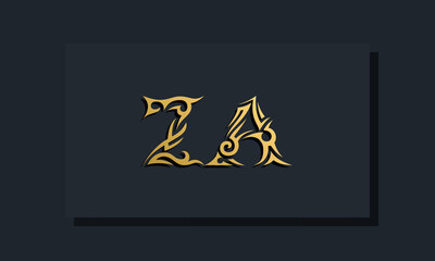 Luxury initial letters ZA logo design. It will be use for Restaurant, Royalty, Boutique, Hotel, Heraldic, Jewelry, Fashion and other vector illustration