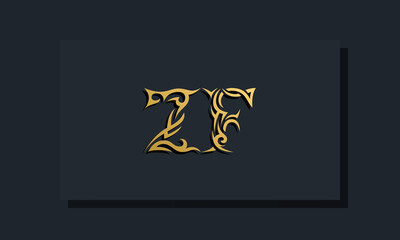 Luxury initial letters ZF logo design. It will be use for Restaurant, Royalty, Boutique, Hotel, Heraldic, Jewelry, Fashion and other vector illustration