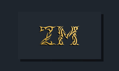 Luxury initial letters ZM logo design. It will be use for Restaurant, Royalty, Boutique, Hotel, Heraldic, Jewelry, Fashion and other vector illustration