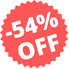 54% off Red Figurine Design in Vector Illustration discount label, tag, isolated. 