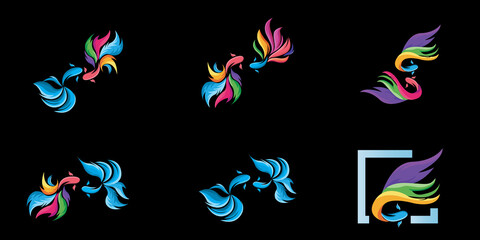 guppy fish icon vector logo free - obrazy, fototapety, plakaty
