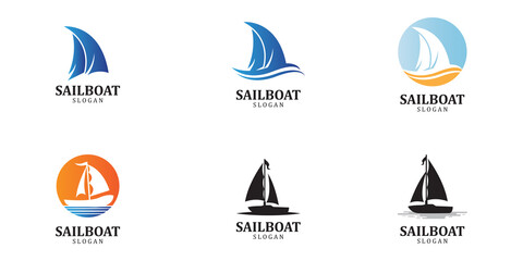 Asian Traditional Sailboat symbol design logo