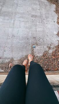feet, legs, swinging legs, Woman swinging legs, Point of View, POV