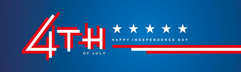 Happy 4th of July Independence Day modern abstract typography lettering United States blue background banner