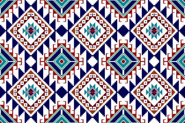 Geometric abstract Ikat ethnic seamless pattern design. Aztec fabric carpet mandala ornaments textile decorations wallpaper. Tribal boho native ethnic turkey traditional embroidery vector background 