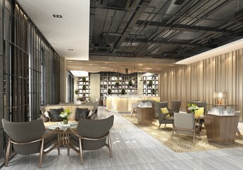 3d render of luxury working office