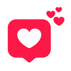 Vector icon like.Thumbs up social media with heart shape. Social media red icon on isolated background. 