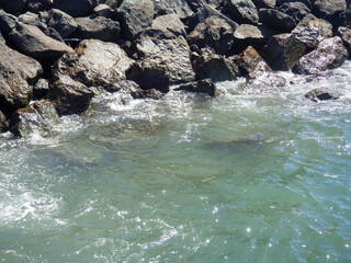 Beautiful rocky seashore. Turkish nature.