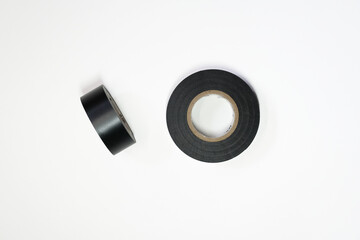 A black electrical tape in white background