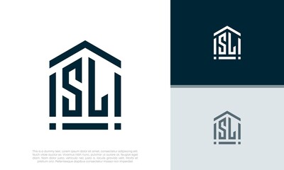 Simple Initials SL logo design. Initial Letter Logo. Shield logo.