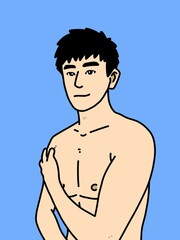 Fototapeta premium cute man cartoon on blue background