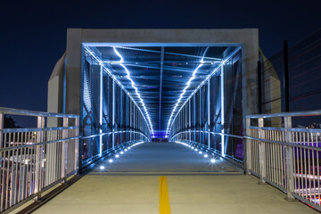 Pedestrian bridge at night