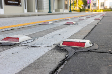 Road reflectors on street