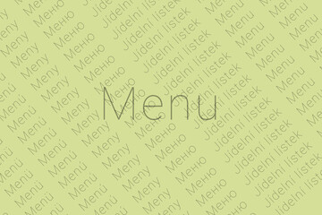 Word Menu in languages of world. Logo Menu on Very light yellow-green color