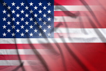 Fototapeta na wymiar USA and Latvia state flag transborder negotiation LVA USA