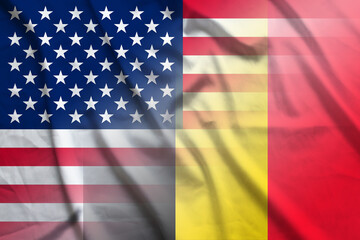Fototapeta na wymiar USA and Belgium official flag transborder negotiation BEL USA