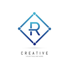 Initial Square Element R Letter Logo Design. Creative Letter R Logo Design.