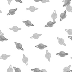 Pattern gray small planet Saturn on a white background for your seamless design