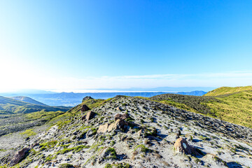 登山道から見た初夏の景色 熊本県阿蘇市 Early summer view from the mountain trail. Kumamoto-ken Aso city.