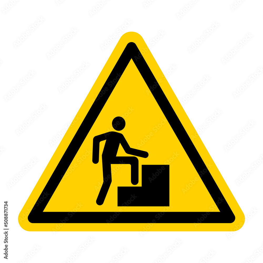 Poster Caution Step Up Sign On White Background