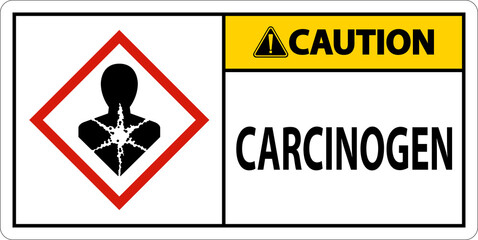 Caution Carcinogen GHS Sign On White Background - obrazy, fototapety, plakaty