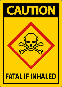 Caution Fatal In Inhaled Sign On White Background
