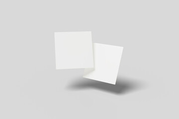 Realistic blank square card illustration for mockup. 3D Render.