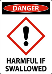 Danger Harmful If Swallowed GHS Sign On White Background