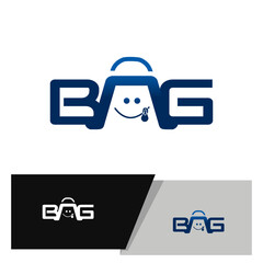 cute fun bag word mark logo in blue gradient