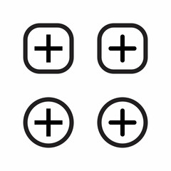 Add button icon vector of social media elements. Cross, plus sign symbol in line style
