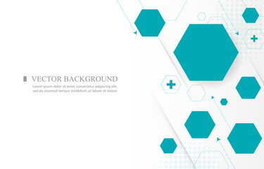 White abstract background geometric vector hexagon shpae.medical wallpaper