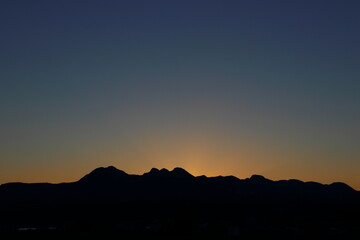 群馬県榛名山　夕焼けシュルエット