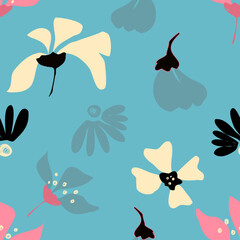 Hand drawn cute floral small seamless pattern for fashion prints decoration, fabric, wallpaper and all prints on background earth tone color.