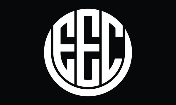 EEC shield in circle logo design vector template.  monogram logo | abstract logo | wordmark logo | letter mark logo | business logo | brand logo | flat logo | minimalist logo | black & white logo.