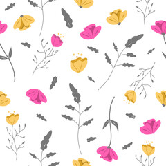 Hand drawn cute floral small seamless pattern for fashion prints decoration, fabric, wallpaper and all prints on background earth tone color.