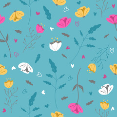 Beautiful seamless floral pattern with watercolor hand drawn. vector design for fashion, fabric, wallpaper and all prints on background earth tone color.
