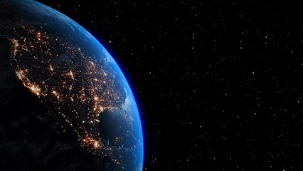 Planet earth with realistic geography surface and orbital 3D cloud atmosphere . Outer space view of world globe sphere of continents . 3D rendering graphic . Elements of this image furnished by NASA . © InfiniteFlow